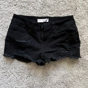 No Boundaries Black Ripped Jean Shorts